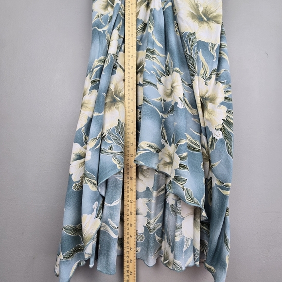 HAWAII Strapless‎ Halter Floral Tropical Dress Blue Womens Size L Beachy Boho - Picture 13 of 13
